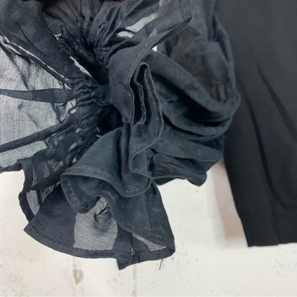 Alice + Olivia Kirie Poet Balloon Sleeve Silk Black Blouse Top Size Large - Picture 5 of 11